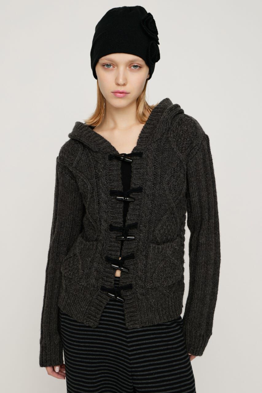 SLY「TOGGLE BUTTON CABLE KNIT カーディガン」|カーディガン|L/BLK1
