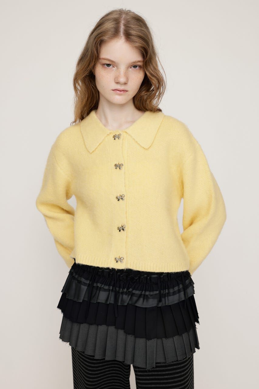 SLY「RIBBON BUTTON SHAGGY カーディガン」|カーディガン|