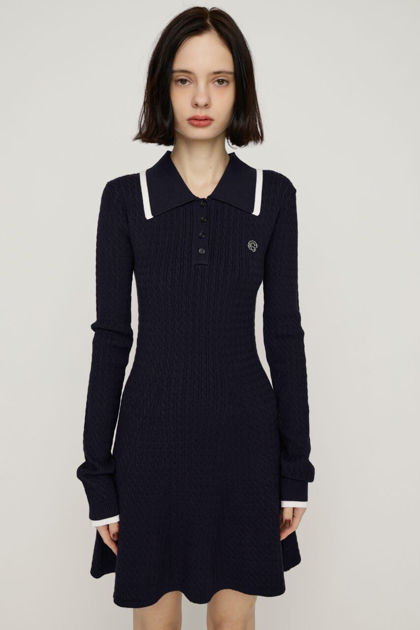 SLY「COLLARED CABLE KNIT ショートワンピース」|ワンピース|
