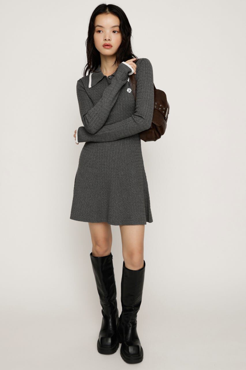 SLY「COLLARED CABLE KNIT ショートワンピース」|ワンピース|