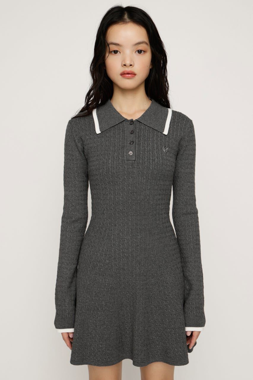 SLY「COLLARED CABLE KNIT ショートワンピース」|ワンピース|