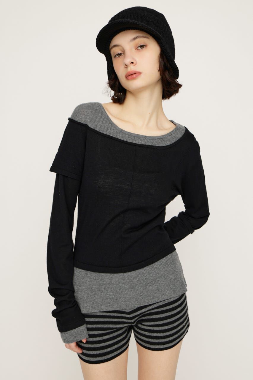 SLY「LAYERED KNIT トップス」|ニット・セーター|M/BLK7
