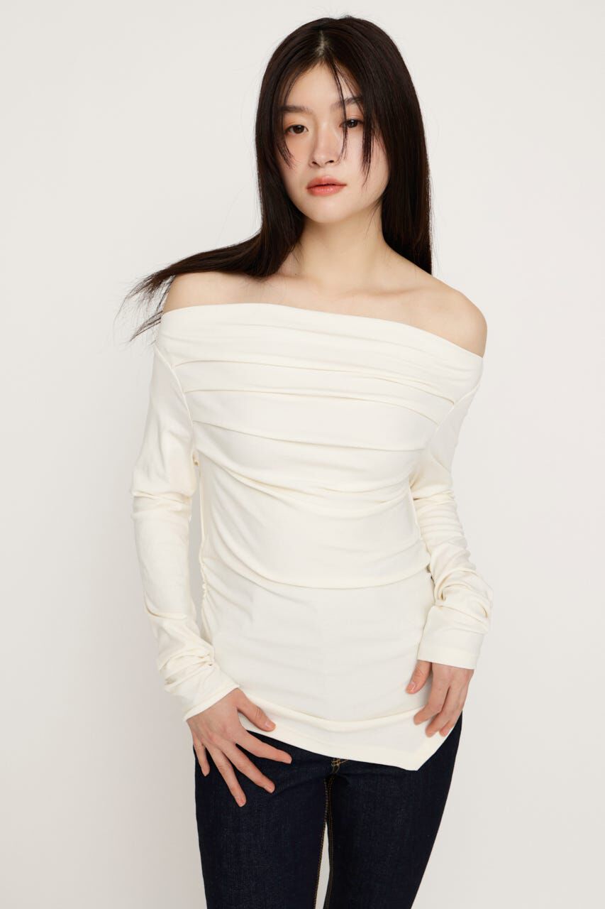 SLY「OFF SHOULDER TUCK トップス」|Tシャツ・カットソー|