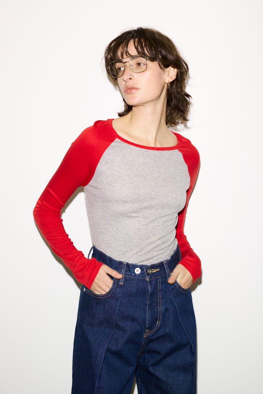 SLY「FINE TOUCH RAGLAN L／S トップス」|Tシャツ・カットソー|RED