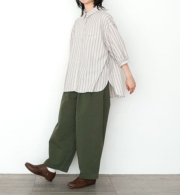 休日と詩「小さなポケットと襟のシャツ"7分袖"」|シャツ・ブラウス|