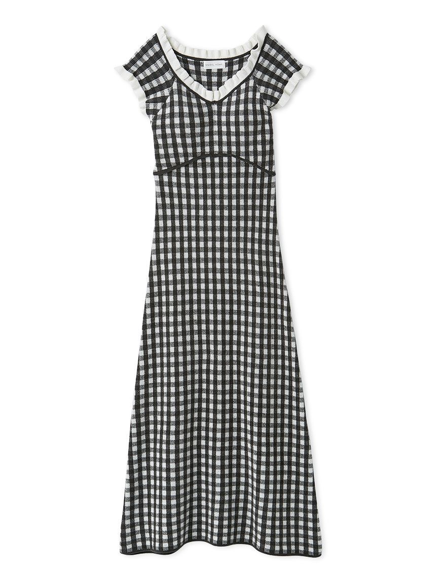 SNIDEL HOME「ギンガムフリルニットワンピース」|ルームウェア|