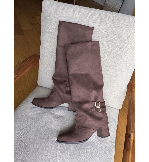 dazzlin「スクエアトウゲートルブーツ」|ロングブーツ|ブラウン