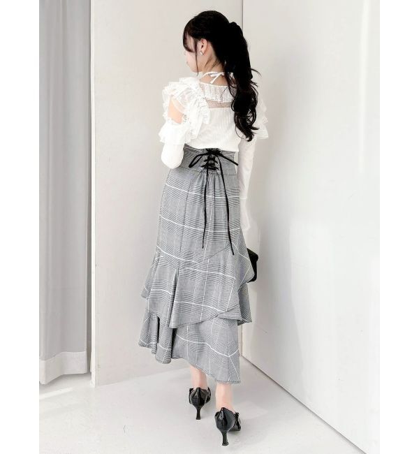 dazzlin「【再生産/新色追加】バックレースアップアシメマーメイドスカート」|スカート|