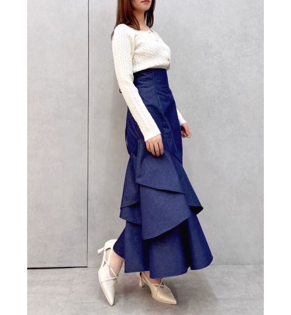 dazzlin「【再生産/新色追加】バックレースアップアシメマーメイドスカート」|スカート|