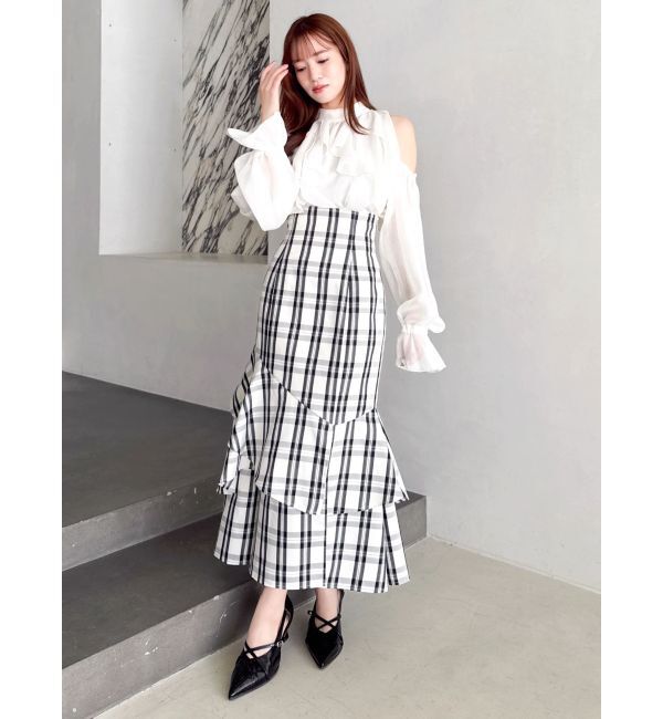 dazzlin「【再生産/新色追加】バックレースアップアシメマーメイドスカート」|スカート|