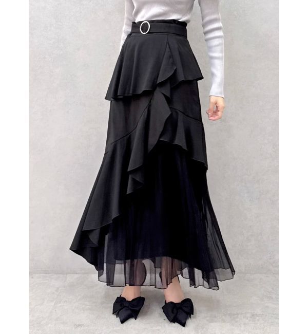 dazzlin「【追加生産分/新色追加】アシメプリーツマーメイドスカート」|スカート|ブラック