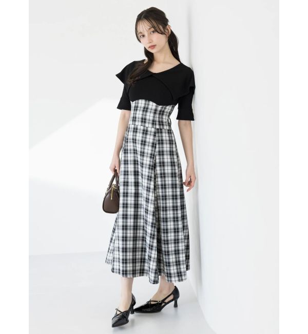 dazzlin「ビッグカラーチェックコルセットワンピース」|ワンピース|