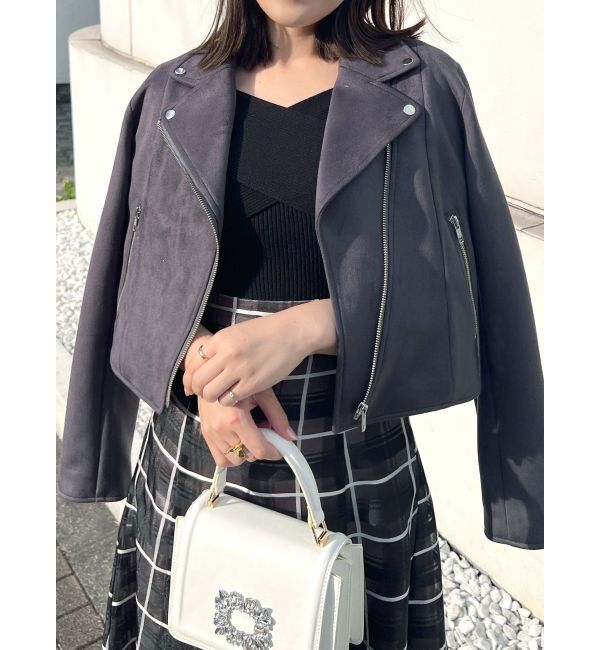 MERCURYDUO「フェイクスエードコンパクトライダースジャケット」|ライダースジャケット|