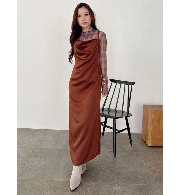 MERCURYDUO「サテンキャミナローワンピース」|ワンピース|