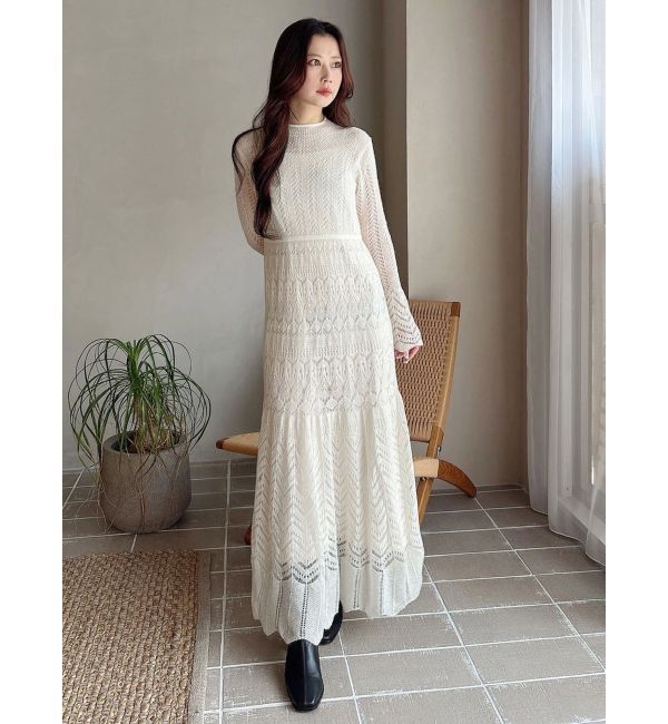 MERCURYDUO「モヘヤニットスカシアミワンピース」|ワンピース|