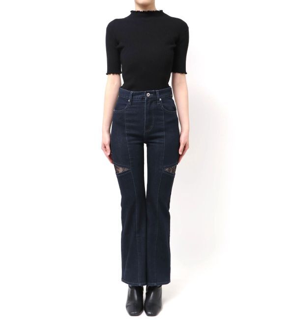 MERCURYDUO「レーストリミングカットアウトデニムパンツ」|デニム|