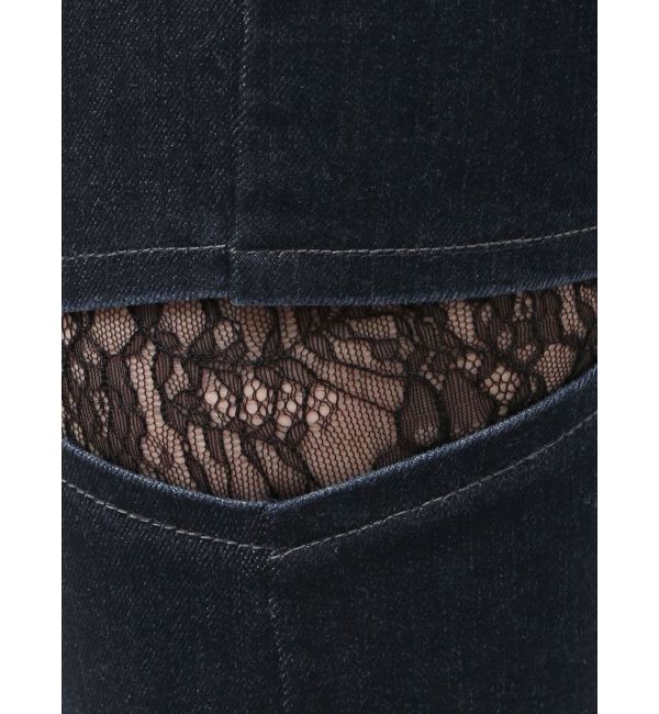 MERCURYDUO「レーストリミングカットアウトデニムパンツ」|デニム|