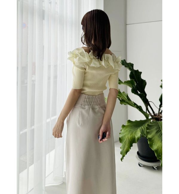 MERCURYDUO「2WAY異素材ランダムラッフルニット」|ニット・セーター|