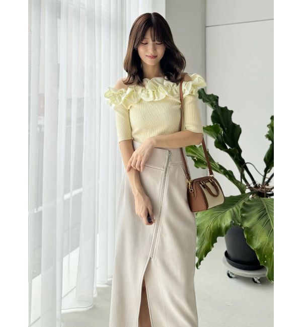 MERCURYDUO「2WAY異素材ランダムラッフルニット」|ニット・セーター|