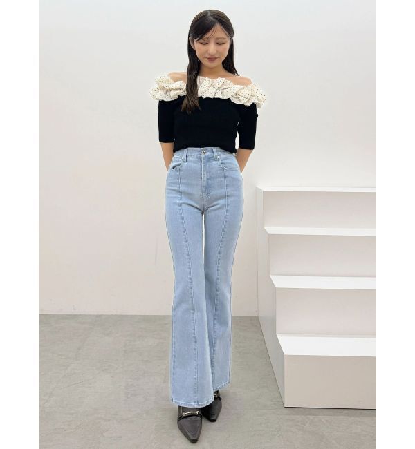 MERCURYDUO「2WAY異素材ランダムラッフルニット」|ニット・セーター|