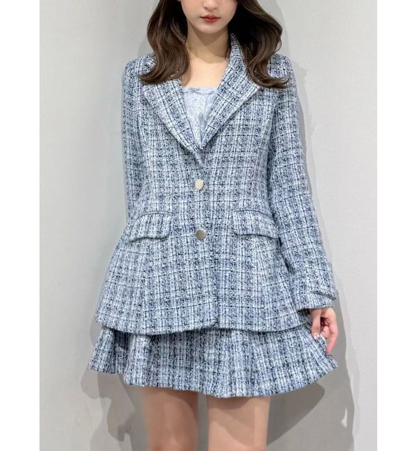 MERCURYDUO「【セットアップ着用可】フィットアンドフレアツイードジャケット」|テーラードジャケット|