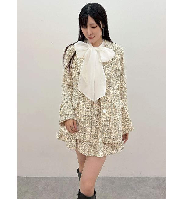 MERCURYDUO「【セットアップ着用可】フィットアンドフレアツイードジャケット」|テーラードジャケット|