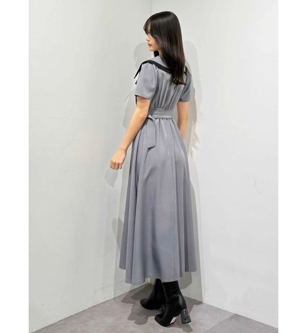 MERCURYDUO「バイカラーハーフスリーブトレンチフレアワンピース」|ワンピース|