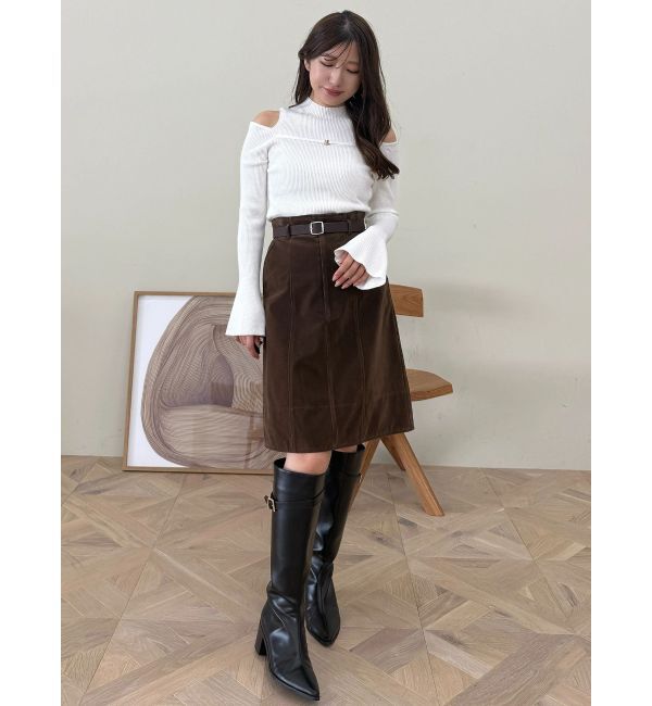 MERCURYDUO「ショルダースリットナローストラップニット」|ニット・セーター|