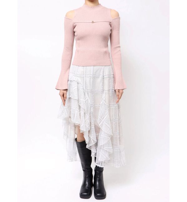 MERCURYDUO「ショルダースリットナローストラップニット」|ニット・セーター|