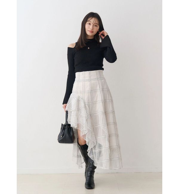 MERCURYDUO「ショルダースリットナローストラップニット」|ニット・セーター|