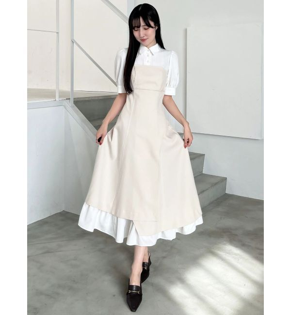 MERCURYDUO「シャツドッキングベアワンピース」|ワンピース|