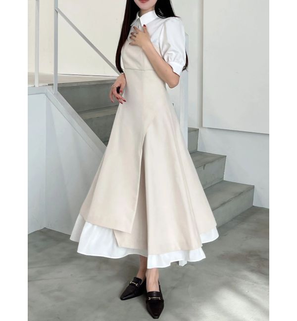 MERCURYDUO「シャツドッキングベアワンピース」|ワンピース|