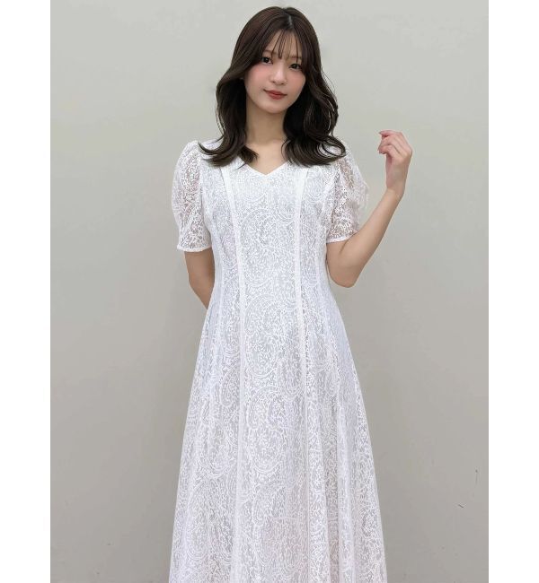 MERCURYDUO「レースパイピングロングワンピース」|ワンピース|