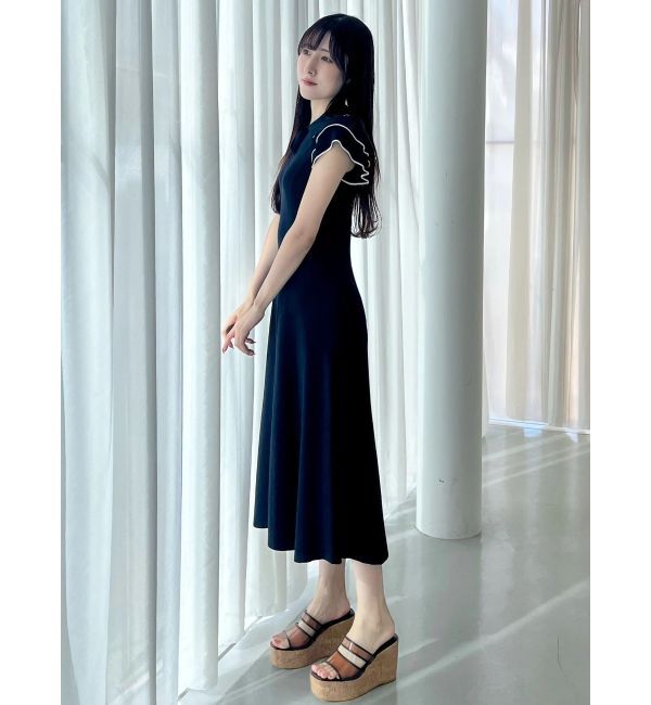 MERCURYDUO「ポロ衿ラッフルニットワンピース」|ワンピース|