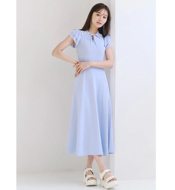MERCURYDUO「ポロ衿ラッフルニットワンピース」|ワンピース|