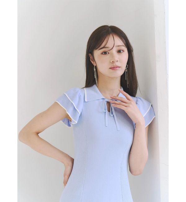 MERCURYDUO「ポロ衿ラッフルニットワンピース」|ワンピース|