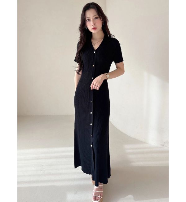 MERCURYDUO「ワイドリブスキッパーニットワンピース」|ワンピース|