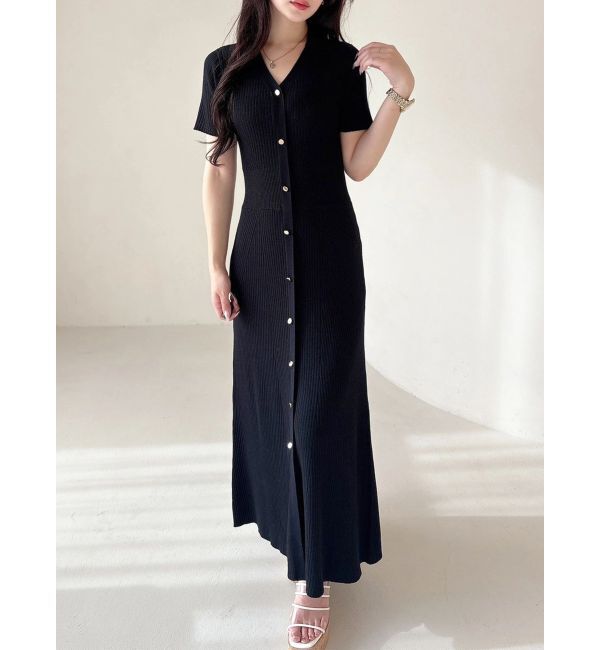 MERCURYDUO「ワイドリブスキッパーニットワンピース」|ワンピース|