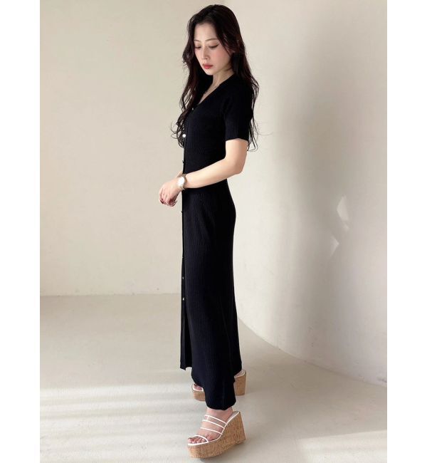 MERCURYDUO「ワイドリブスキッパーニットワンピース」|ワンピース|