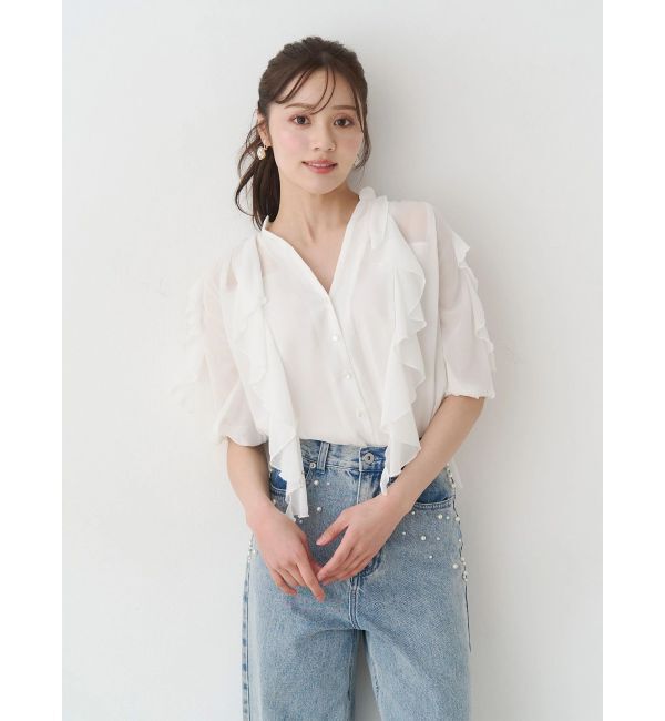 MERCURYDUO「ラッフルオープンショルダーブラウス」|シャツ・ブラウス|