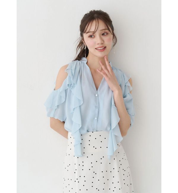 MERCURYDUO「ラッフルオープンショルダーブラウス」|シャツ・ブラウス|