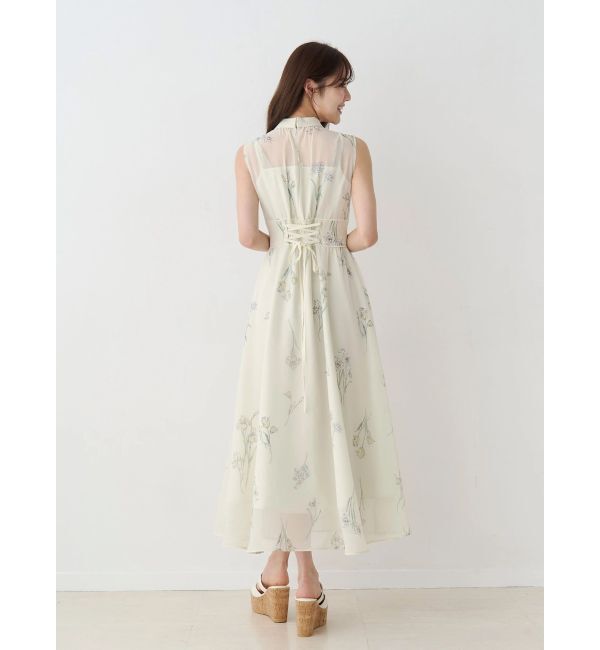 MERCURYDUO「花柄バックレースアップワンピース」|ワンピース|