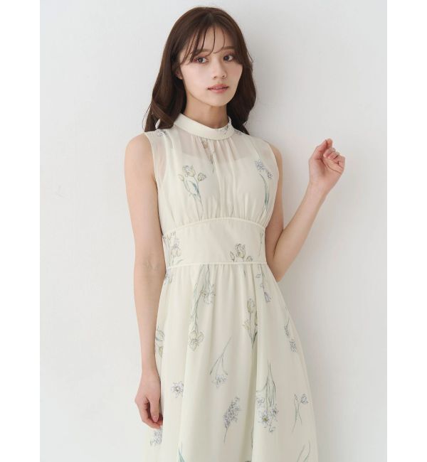 MERCURYDUO「花柄バックレースアップワンピース」|ワンピース|