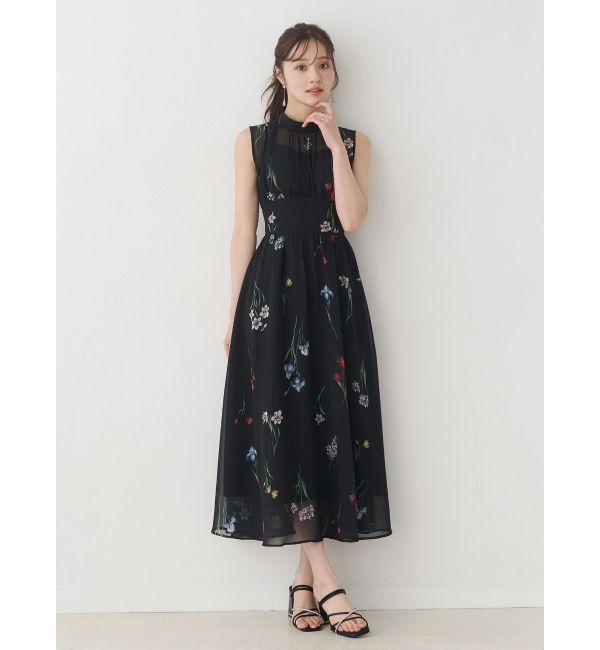 MERCURYDUO「花柄バックレースアップワンピース」|ワンピース|