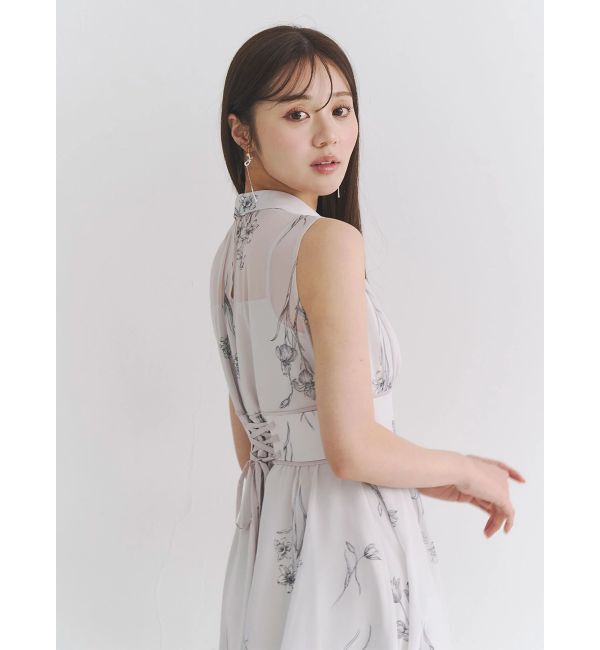 MERCURYDUO「花柄バックレースアップワンピース」|ワンピース|