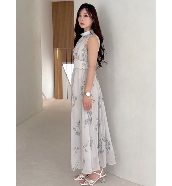 MERCURYDUO「花柄バックレースアップワンピース」|ワンピース|