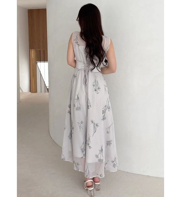 MERCURYDUO「花柄バックレースアップワンピース」|ワンピース|