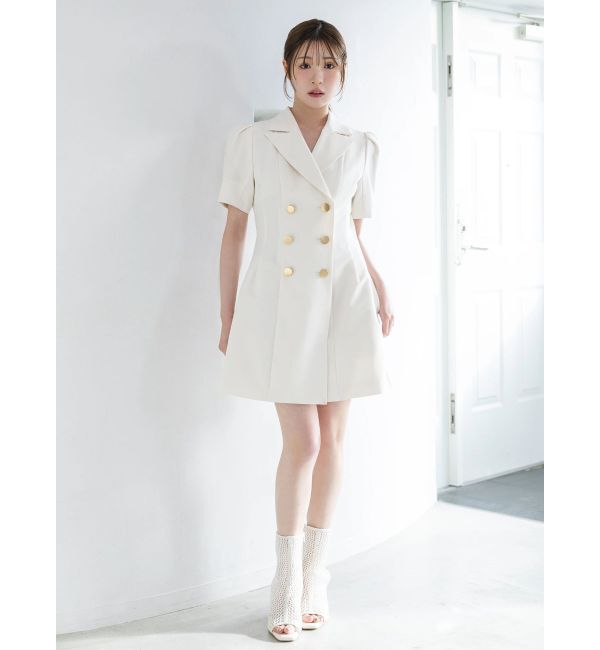 MERCURYDUO「ハーフスリーブフィットアンドフレアジャケットワンピース」|ワンピース|