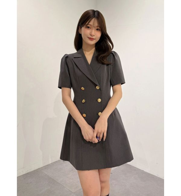 MERCURYDUO「ハーフスリーブフィットアンドフレアジャケットワンピース」|ワンピース|
