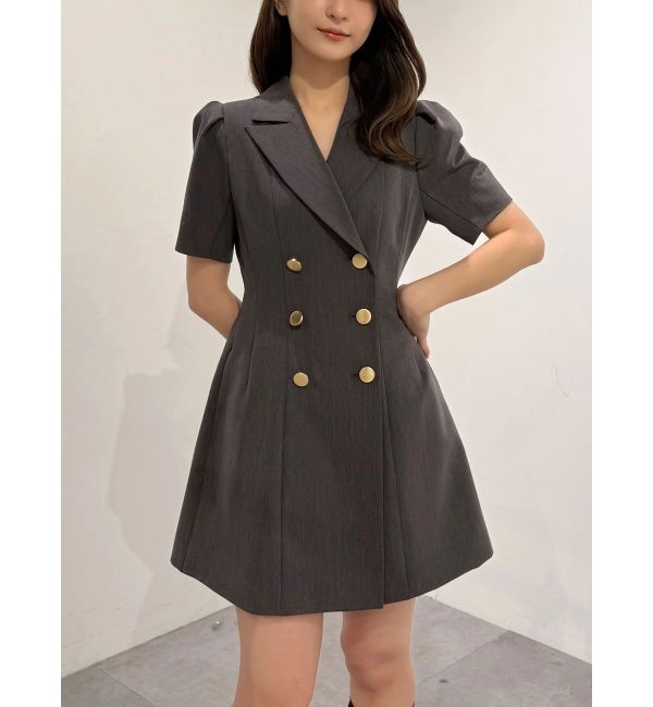 MERCURYDUO「ハーフスリーブフィットアンドフレアジャケットワンピース」|ワンピース|